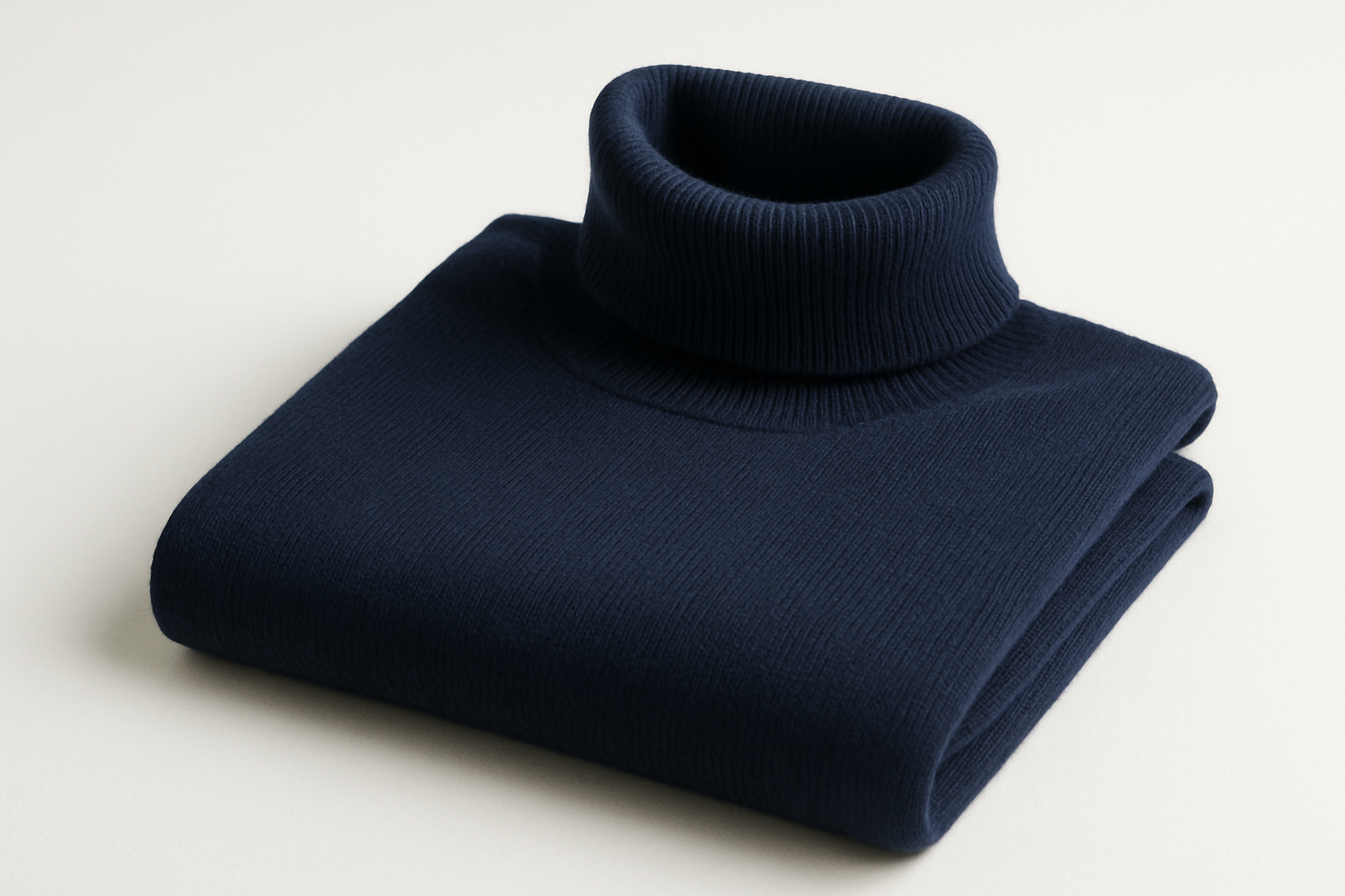 Premium Navy Merino Wool Turtleneck
